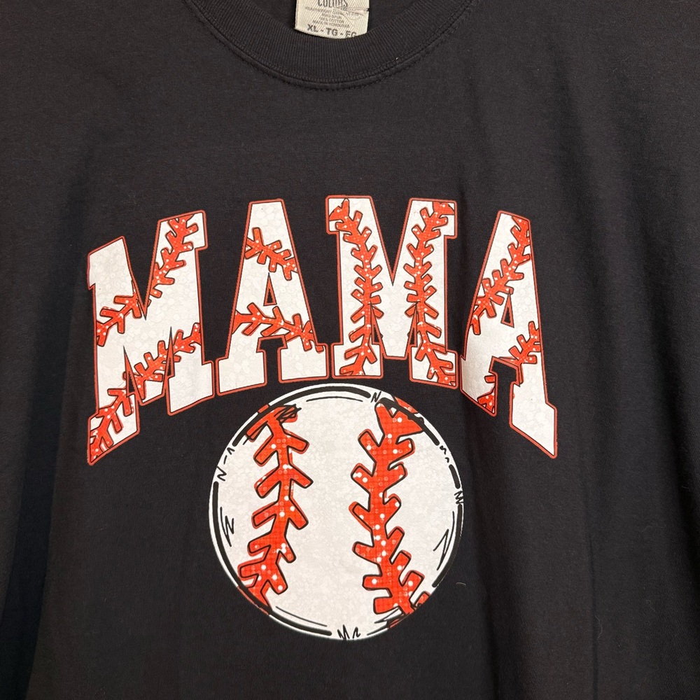 Comfort Colors Black 'MAMA' Baseball Graphic Tee